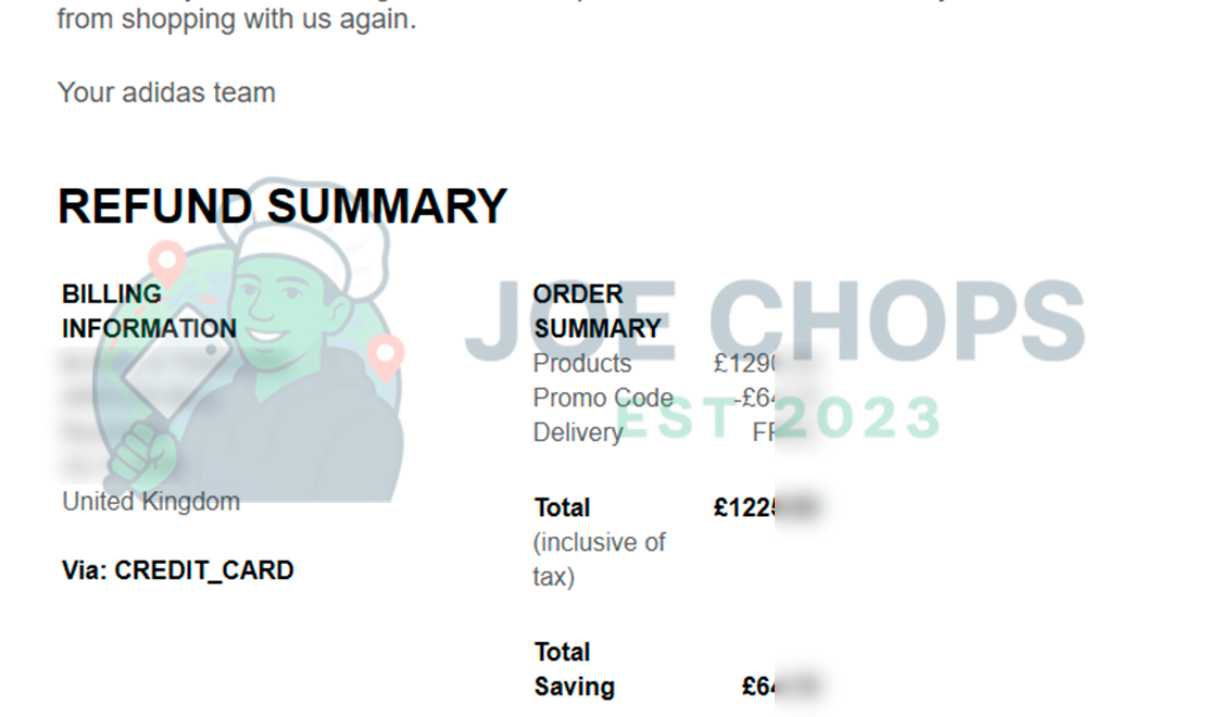 Adidas Order Success